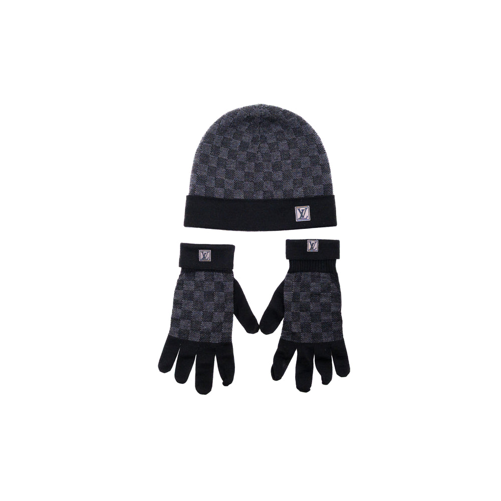 Louis Vuitton Knitted Monogram Beanie & Gloves Set