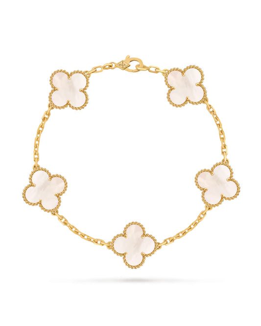 5 Clef Clover Bracelet 18k Gold